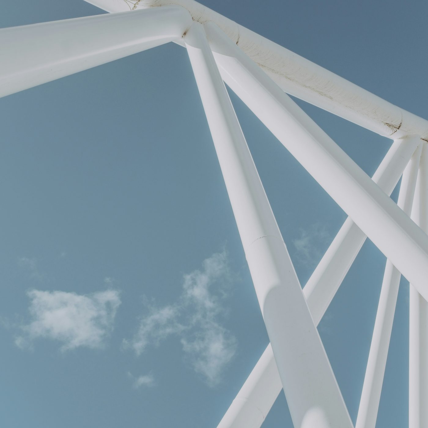 Exposed steel node where several braced-frame members meet